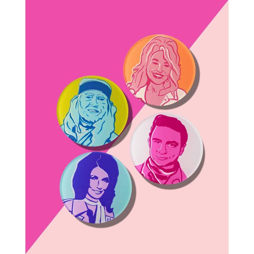 NEW TART BY TAYLOR country legends set of 4 coasters in multi-colored